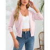 Coolmee Women's Cropped Cardigan 3/4 Sleeve Lightweight Crochet Shrug Hollowed Out Knit Sweater Tops - 3 of 4