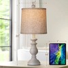 Itopfox Traditional Table Lamp Set of 2, Rustic Farmhouse Lamps for Living Room & Bedroom, Vintage Nightstand Lamps with Linen Shades, Antique Grey - 2 of 4