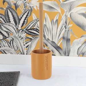 Evideco French Home Goods Stylish Toilet Brush and Holder Set with Natural Bamboo handle - 1 of 4