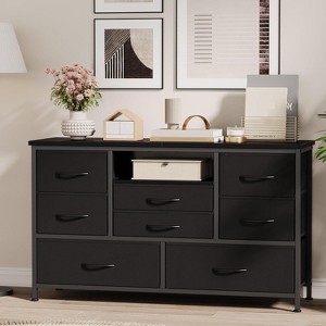 Acekool 8 Drawer TV Cabinet with Socket, TV Console Table Dresser for 50 Inch TV, Adjustable Feet, Storage Organizer - 1 of 4