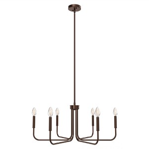 DORESshop  28 in. 6-Light Oil Rubbed Bronze Farmhouse Rustic Candle Ceiling Chandelier Light, Adjustable Height for Dining Room - 1 of 4
