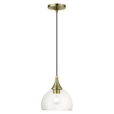 Livex Lighting Glendon 1 - Light Pendant in  Antique Brass/Polished Brass