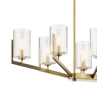 Brushed Brass 8-Light Oval Chandelier with Clear Glass Shades