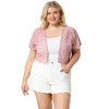 Agnes Orinda Women's Plus Size Short Sleeve Open Front Crochet Lace Allover Cropped Cardigan - 4 of 4