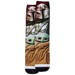 Mens Star Wars The Mandalorian and The Child Grogu Sublimated Crew Socks - 1 of 2