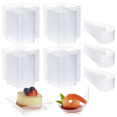Juvale 72-Piece Clear Plastic Disposable Tear Drop Appetizer Plates & Spoons Server Set