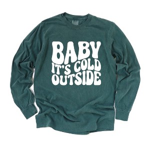 Simply Sage Market Women's Baby It's Cold Outside Wavy Long Sleeve Garment Dyed Tee - 1 of 4