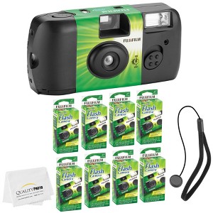 Fujifilm QuickSnap Flash 400 Disposable 35mm Camera Bonus Hand Strap + Quality Photo Microfiber Cloth - 1 of 4