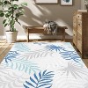Botanical Washable Rug – Blue Low Pile Carpet, Non-Shedding, Stain & Slip Resistant, Easy-Clean for Living Room or High Traffic Areas - 3 of 4