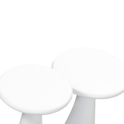 Gianna Round White Concrete Drum Accent Tables - Set of 2
