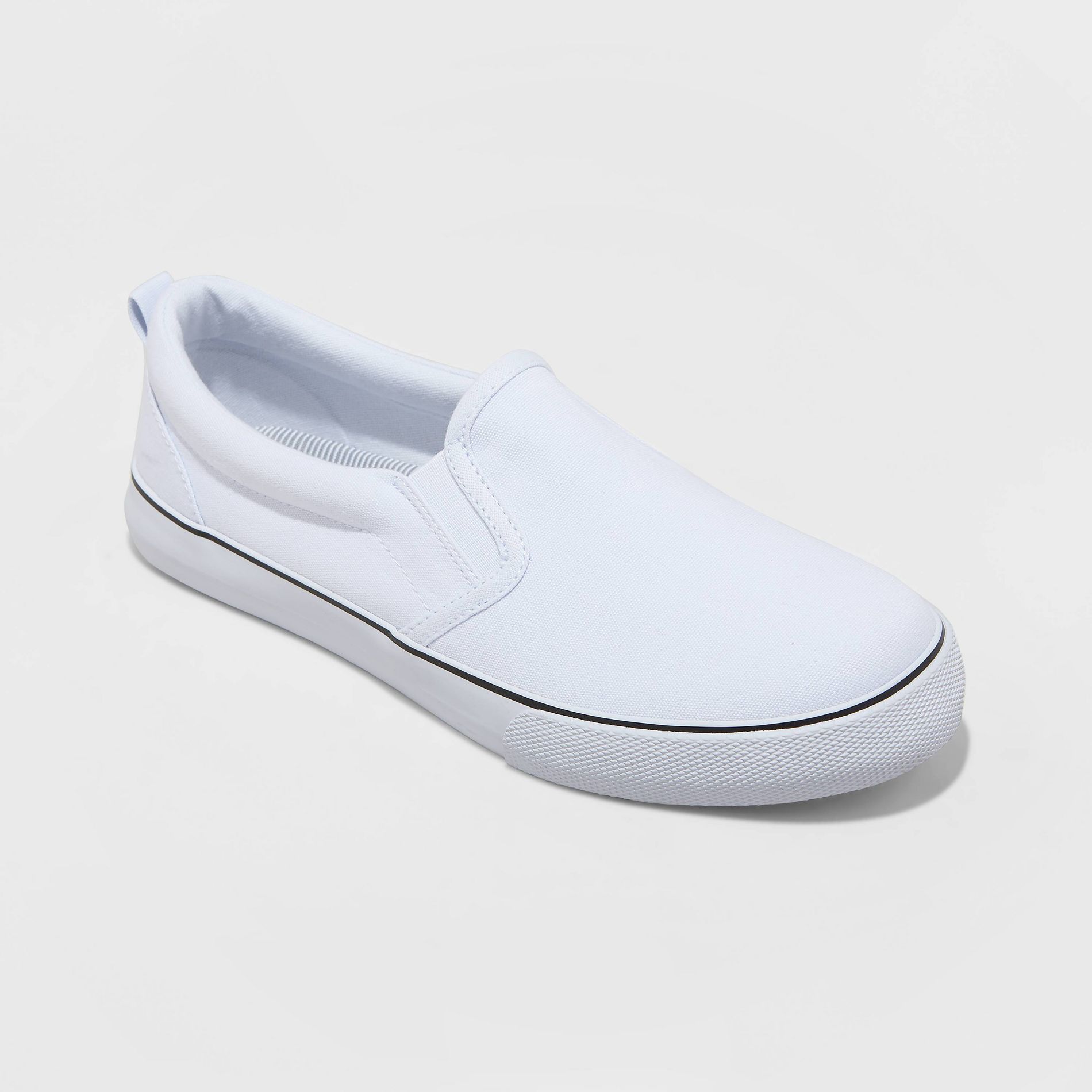 Women's Millie Twin Gore Slip-On Sneakers - A New Day™ White 12: Canvas Low Top, Medium Width, Padded Collar, Closed Round Toe