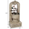 LuxenHome 40.35 in. H Arched Cement Urn with Metal Flowers Outdoor Fountain - 3 of 4