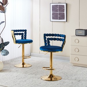 Sapphtopaz Modern Bar Stools Set of 2 Velvet Upholstered Adjustable Height Barstools with Iron legs Counter Height Bar Stools for Kitchen Island - 1 of 4