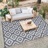 Outdoor Rug Modern Geometric Rug Waterproof Reversible Plastic Straw Rug for Patio Camping RV Balcony Backyard - 2 of 4