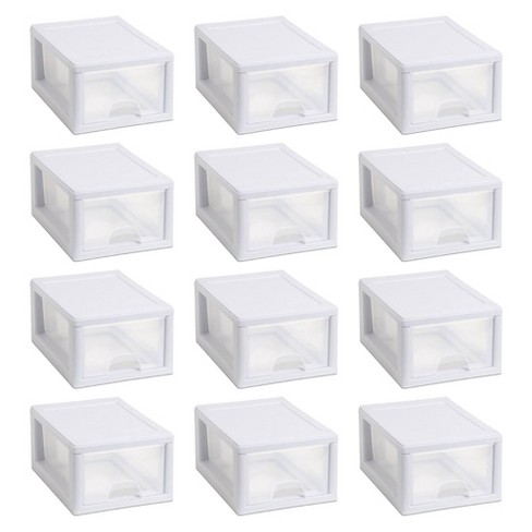 Sterilite - Small Box Modular Stacking Storage Drawer Container Closet (6 Pack)