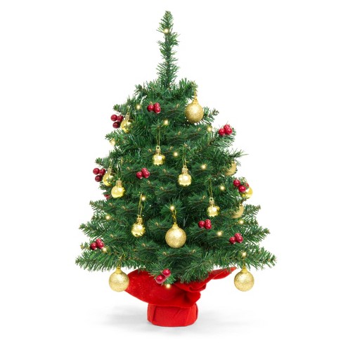 Best Choice Products Set of 2 24.5in Outdoor Pathway Christmas Trees Decor  w/ LED Lights, Berries, Pine Cones, Ornaments 