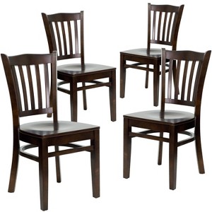 Flash Furniture 4 Pack HERCULES Series Finished Vertical Slat Back Wooden Restaurant Chair - 1 of 1