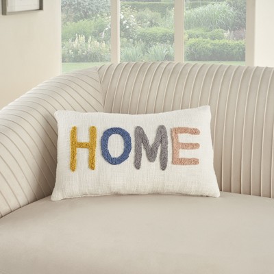 Multicolor Tufted HOME Jute Throw Pillow 12" x 21"