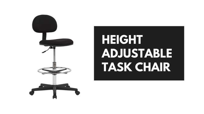 Height Adjustable Drafting Chair with Foot Ring Black - Studio Designs, 2 of 5, play video