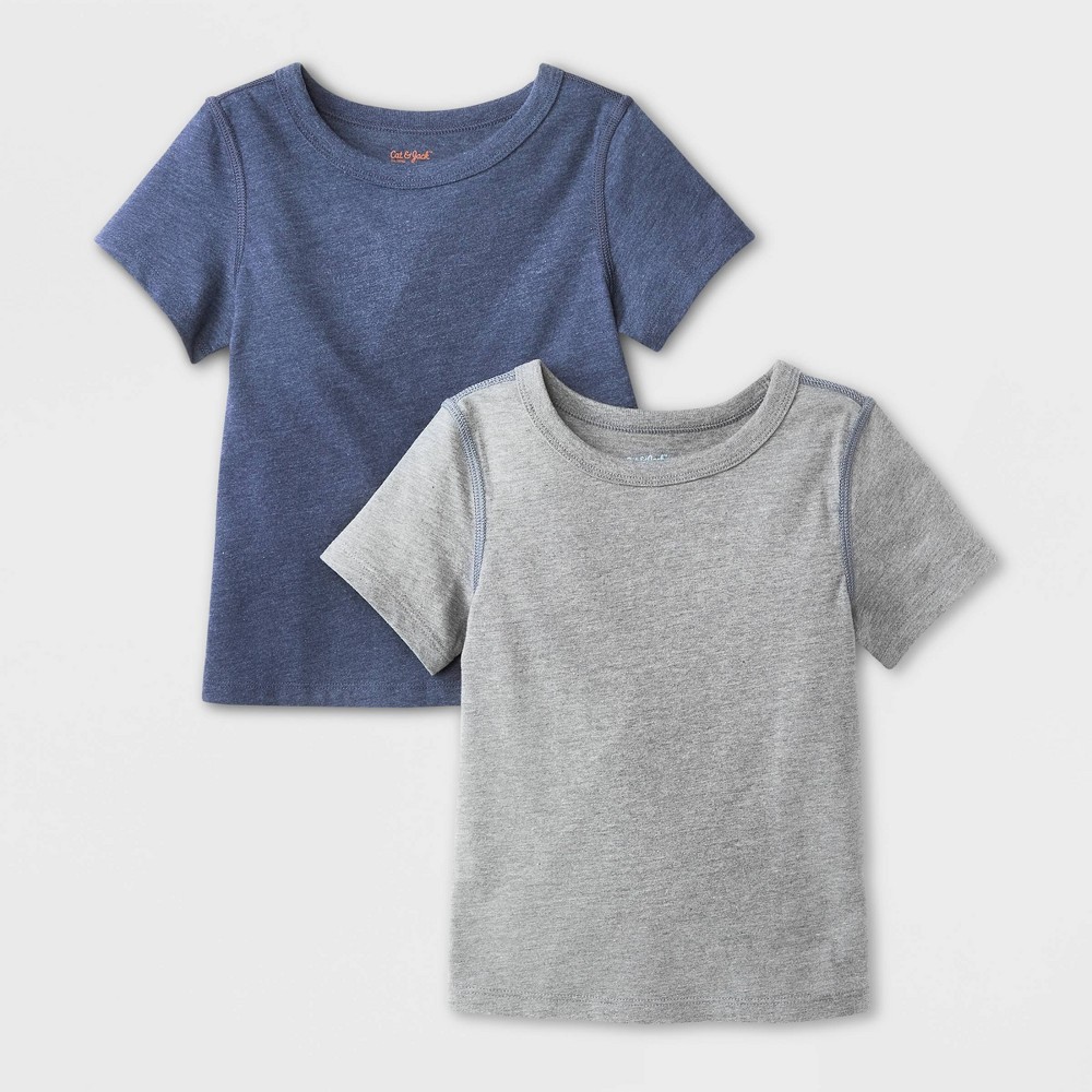 Toddler 2pk Adaptive Short Sleeve T-Shirt - Cat & Jack™ Charcoal Gray/Navy 4T