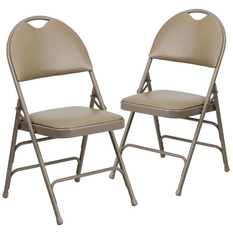 Flash Furniture 2 Pack HERCULES Series Extra Large Ultra-Premium Triple Braced Metal Folding Chair with Easy-Carry Handle, 1 of 10