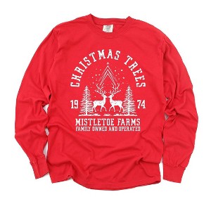 Simply Sage Market Women's Mistletoe Farms 1974 Long Sleeve Garment Dyed Tee - 1 of 2