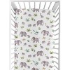 Sweet Jojo Designs Gender Neutral Unisex Fitted Crib Sheets Set Watercolor Elephants Grey Green and Blue 2pc - image 2 of 4