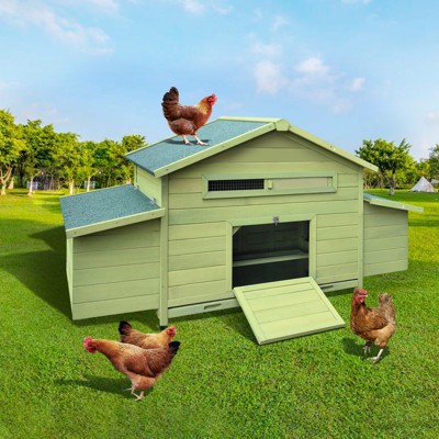 FURNIinspire Chicken Coop Outdoor Hen House Poultry Cage with 2 Sides Nesting Boxes,2 Free-range Doors,69.9"*27.9"*31.8"