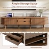LOVSON Wooden Oval Fluted TV Stand,with Charging Station,Sliding Tambour Door for TV up to 80", Mid-Century Media Console , for Living Room, Walnut - 4 of 4