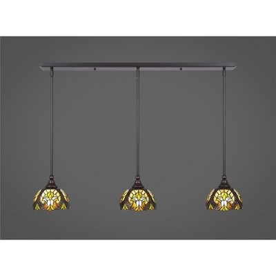Toltec Lighting Any 3 - Light Chandelier in  Dark Granite with 7" Ivory Cypress Art Glass Shade