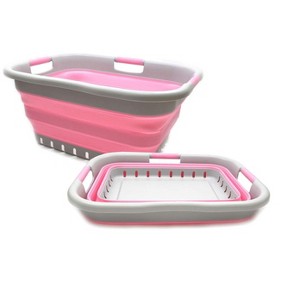 SAMMART 41L (10.8 gallon) Set of 2 Collapsible Plastic Laundry Basket with 3 Handles - 1 of 4