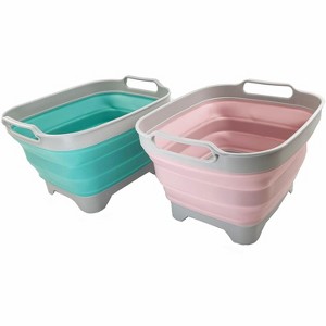 SAMMART 7.5L (2 gallons) Collapsible Plastic Dishpan with Draining Plug - Portable Washing Basin - 1 of 4