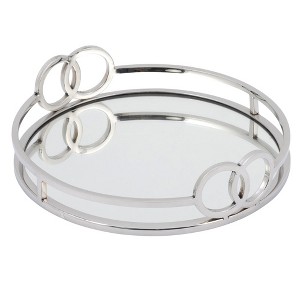 Jiallo Luxury Silver Stainless Steel Round vanity tray with mirror 11" - 1 of 1