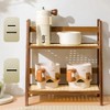 Attop Countertop Organizer 2 Layer Coffee Cup Holder Multipurpose Bamboo Storage Shelf for Hotel Apartment Dressing Table Kitchen Home - 2 of 4