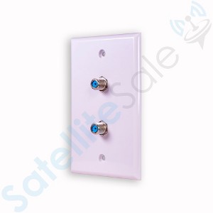 SatelliteSale Coaxial Wall Plate Female to Female F-Type RG-6 2.4GHz Universal Connector White With Screws and a Wall Bracket Included - 1 of 4