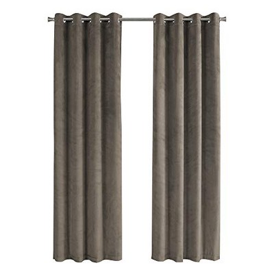 Monarch Specialties Curtain Panel 2Pcs Set  Room Darkening Grommet Living Room Bedroom Kitchen Velvet Polyester Beige Contemporary Modern