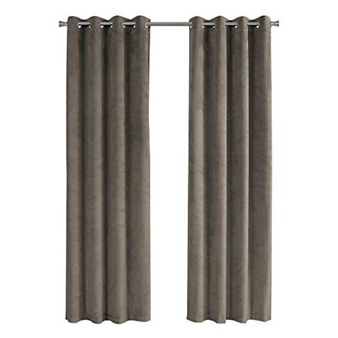 Monarch Specialties Curtain Panel 2Pcs Set  Room Darkening Grommet Living Room Bedroom Kitchen Velvet Polyester Beige Contemporary Modern - image 1 of 4