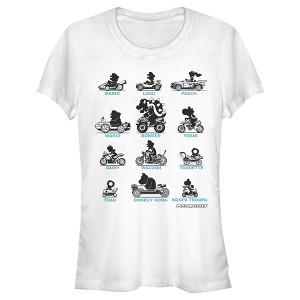 Juniors Womens Nintendo Mario Kart Silhouette Grid T-Shirt - 1 of 3