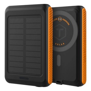 ToughTested® ROC 5 MagSafe® 5,000-mAh Solar Qi® Wireless Power Bank with USB-C® PD and USB-A Quick-Charge Ports and Flashlight in Black - 1 of 4