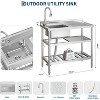 Stainless Steel Sink with Work Platform - 39.3*19.7*37inch Commercial Utility Sink with Pull-Down Faucet - 3 of 4