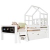 APRILSOUL White Twin Size House Bed with Ladder and Storage Drawers for Kid Bedroom, Solid Wood Platfrom Bedframe with 2 Blackboard Design - 4 of 4