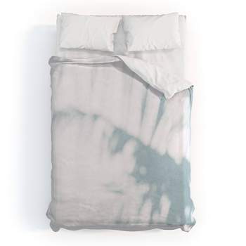 Queen Almost Makes Perfect Palm Shadow Duvet Set Green - Deny Designs