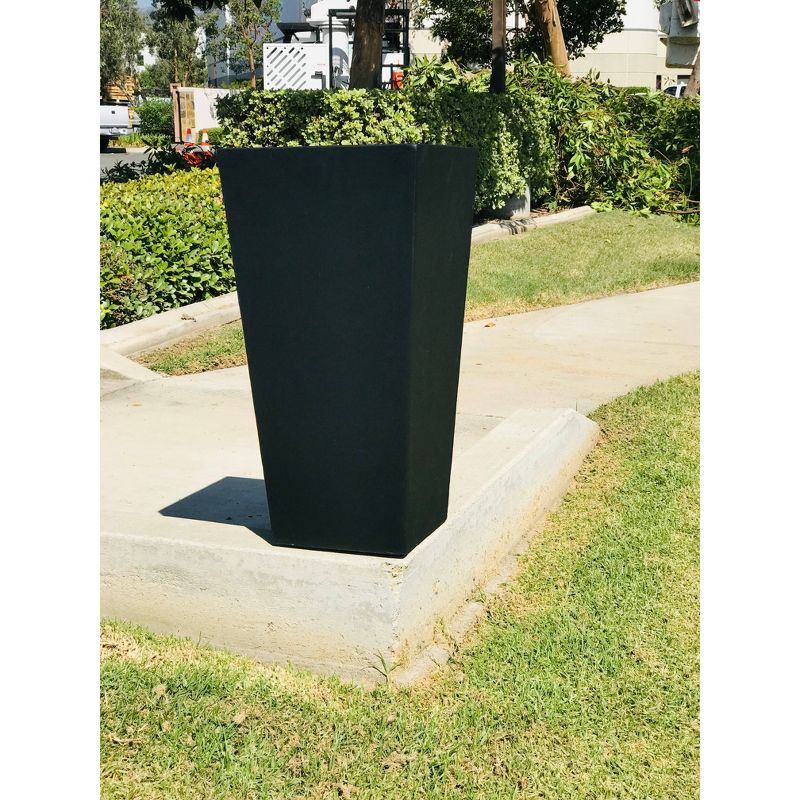 28&#34; Kante Lightweight Concrete Modern Tapered Tall Square Outdoor Planter Black - Rosemead Home &#38; Garden, Inc, 6 of 10