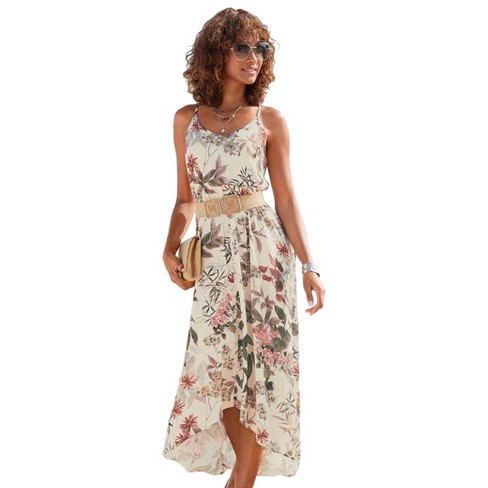 LASCANA Women s High Low V Neck Dress Floral Floral Print 12