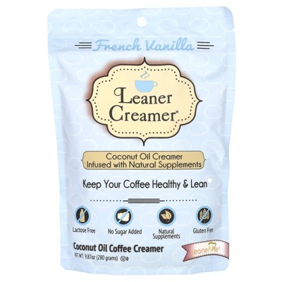 Leaner Creamer Coconut Oil Coffee Creamer, French Vanilla, 9.87 oz (280 g)