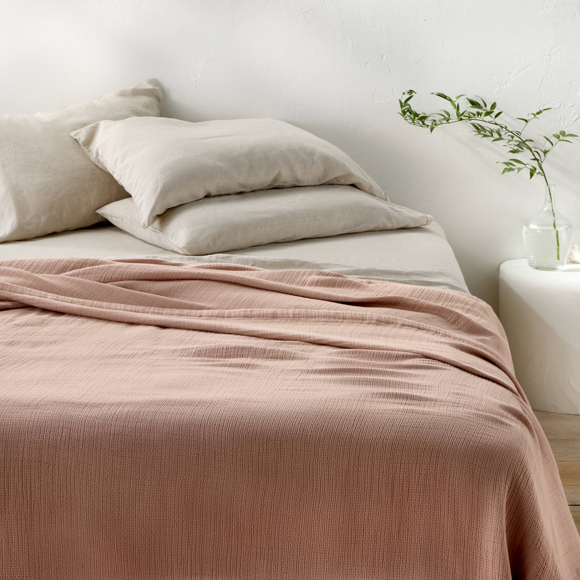 King Rayon from Bamboo Matelasse Blanket Light Adobe Clay - Casaluna™