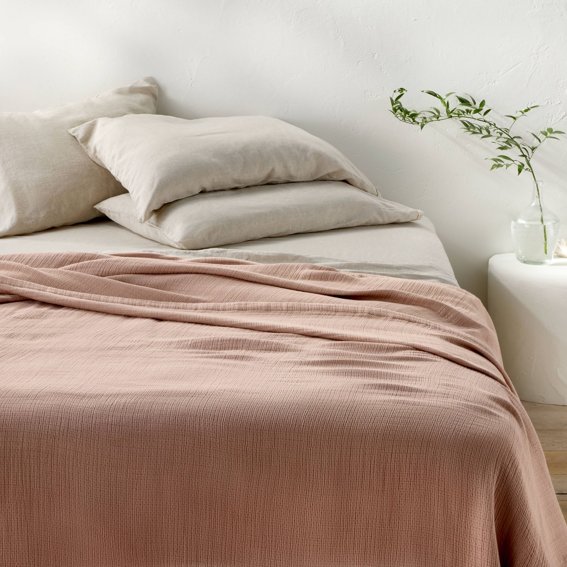 Full/Queen Rayon from Bamboo Matelasse Blanket Light Adobe Clay - Casaluna™