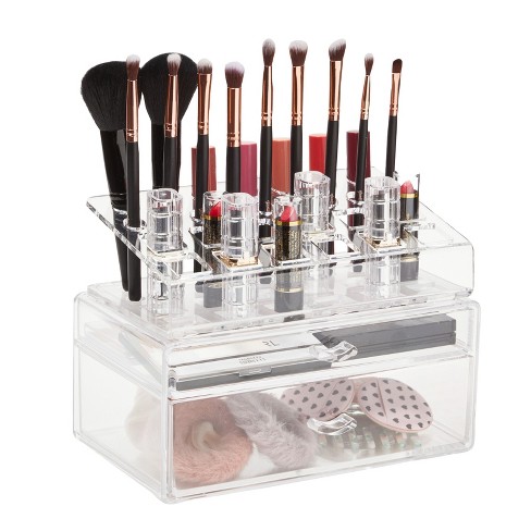 Glamlily Clear Makeup Organizer With Drawers And Brush Holder (9.4 5.9 X 6.88 In) :