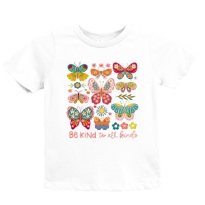 The Juniper Shop Be Kind To All Kinds Butterfly Youth Short Sleeve Tee - XL - White - 1 of 4