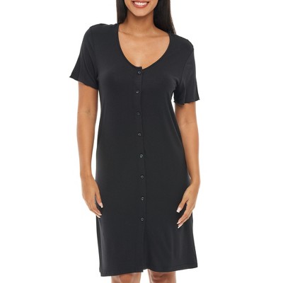 Womens Soft Knit Short Sleeve Nightgown, Button Down Night Shirt Pajamas :  Target